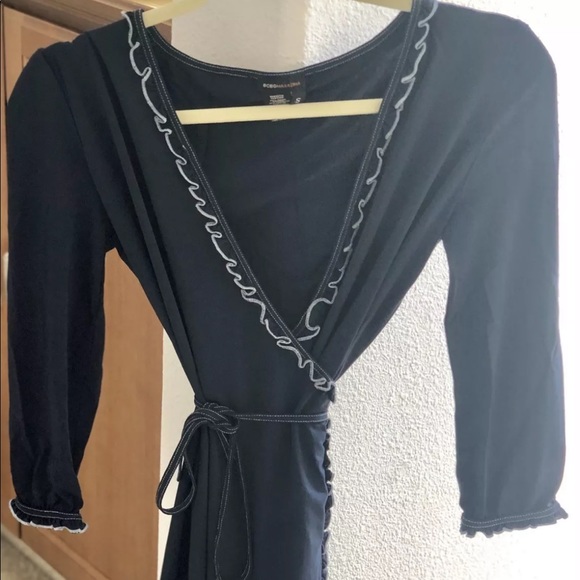 BCBGMAXAZRIA Wrap Dress Navy Blue Small - Picture 6 of 7